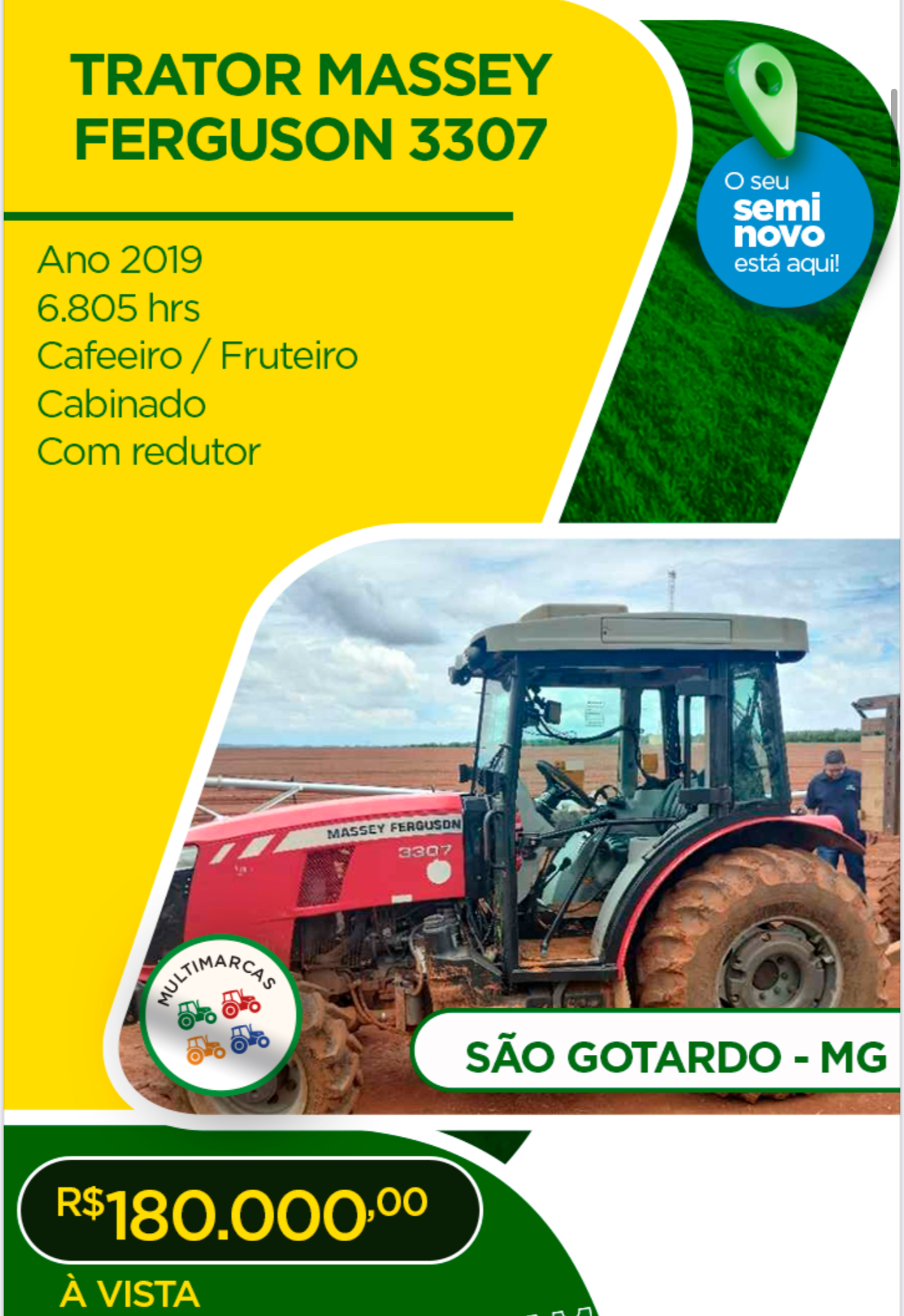 Massey Ferguson 3307. ano 2019