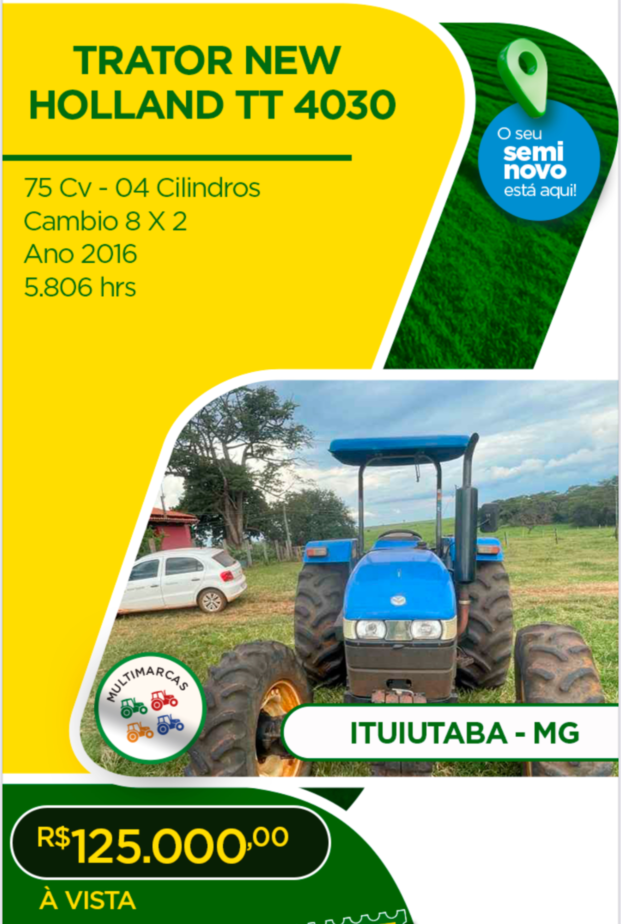 New Holland TT 4030. Ano 2016