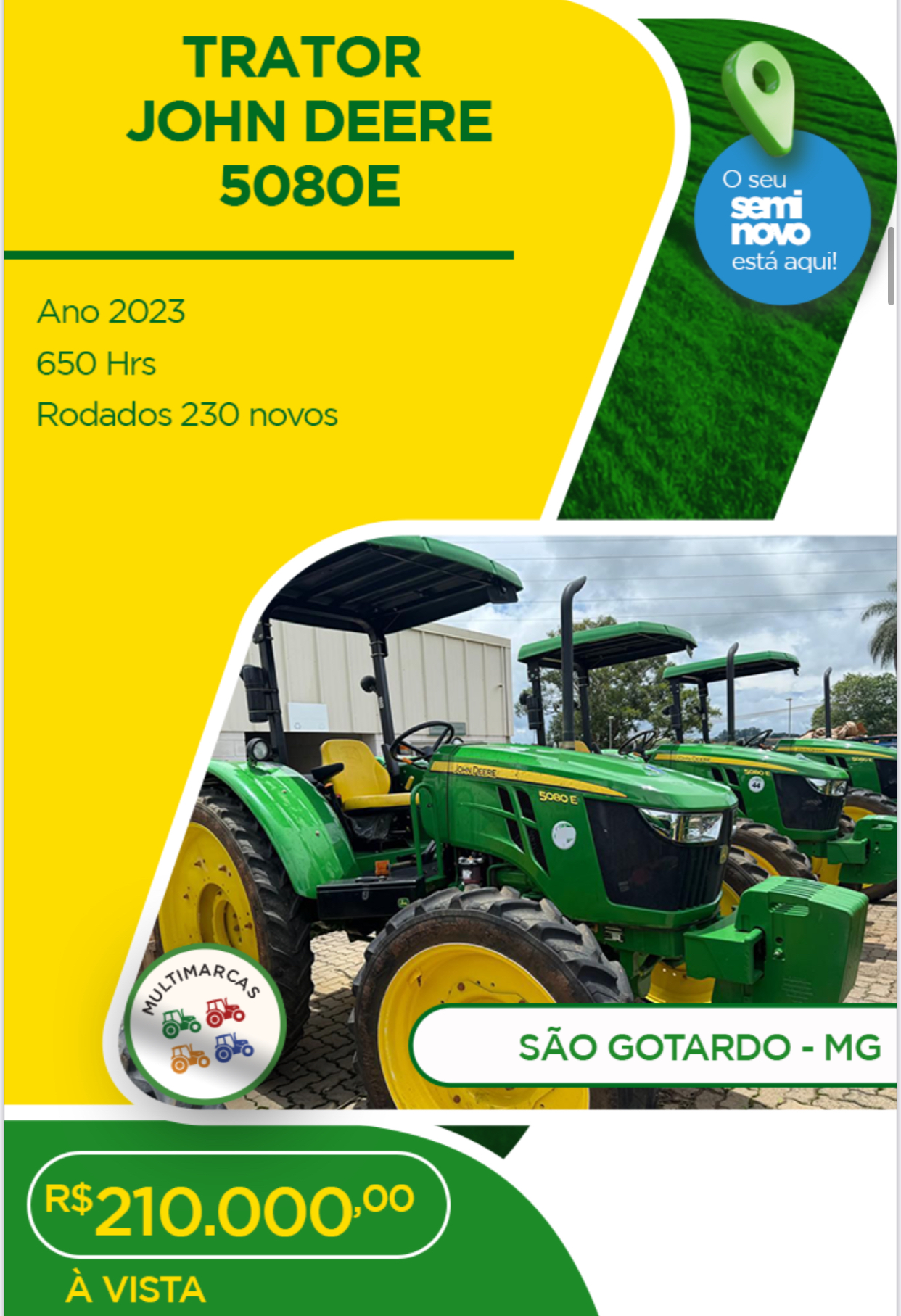 John Deere 5080e ano 2023