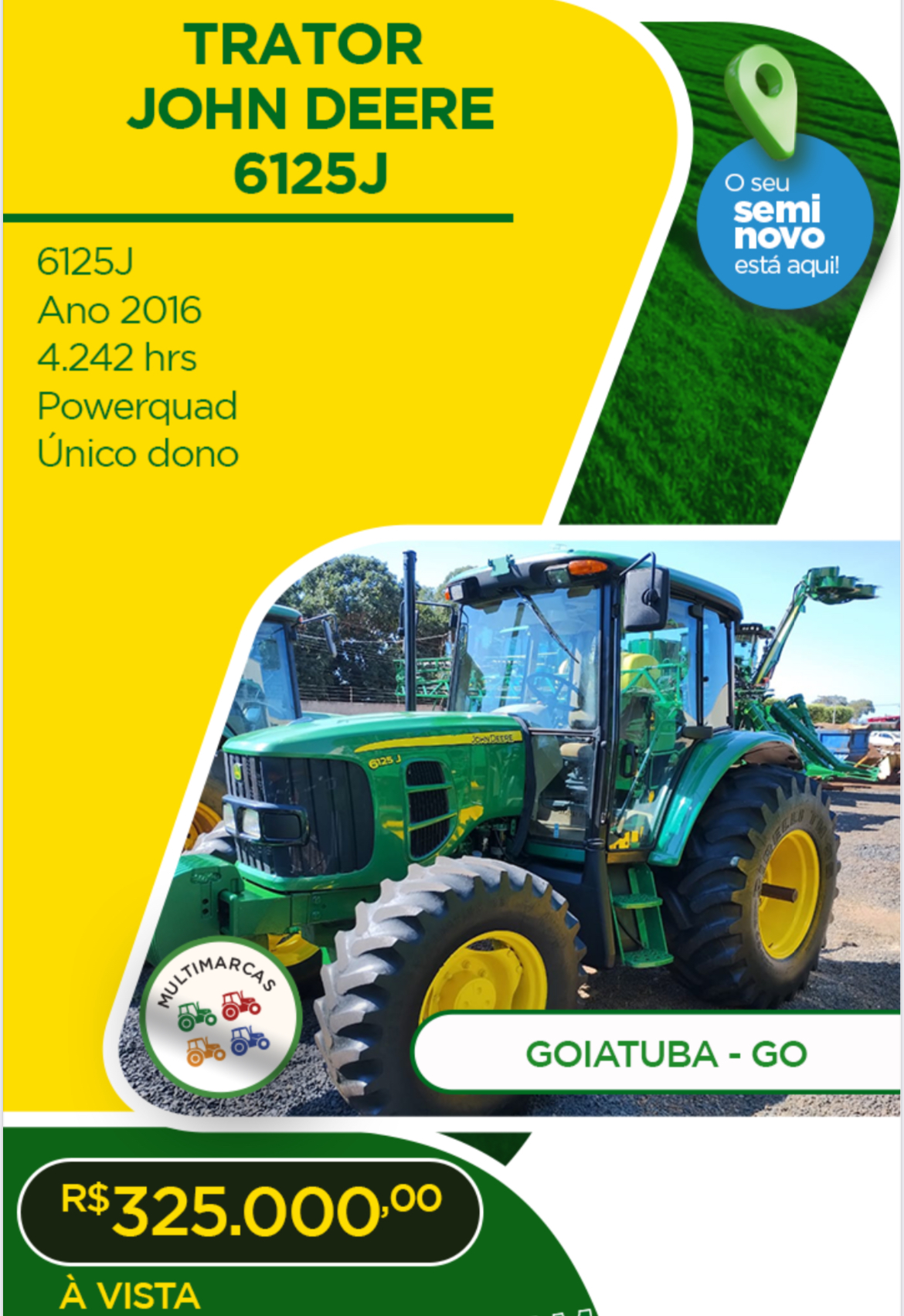 John Deere 6125 j ano 2016